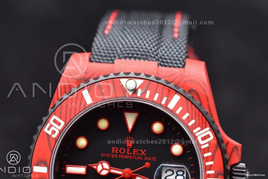 Affordable Nylon Black Submariner Black Best VS Red on DIW VSF Carbon Dial Strap 1:1 473 Edition 0410